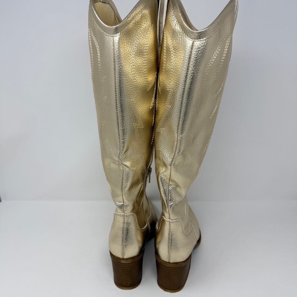 Gold Western Cowboy Cowgirl Boots Womens 7 / 37.5M Stars Design - Picture 5 of 10